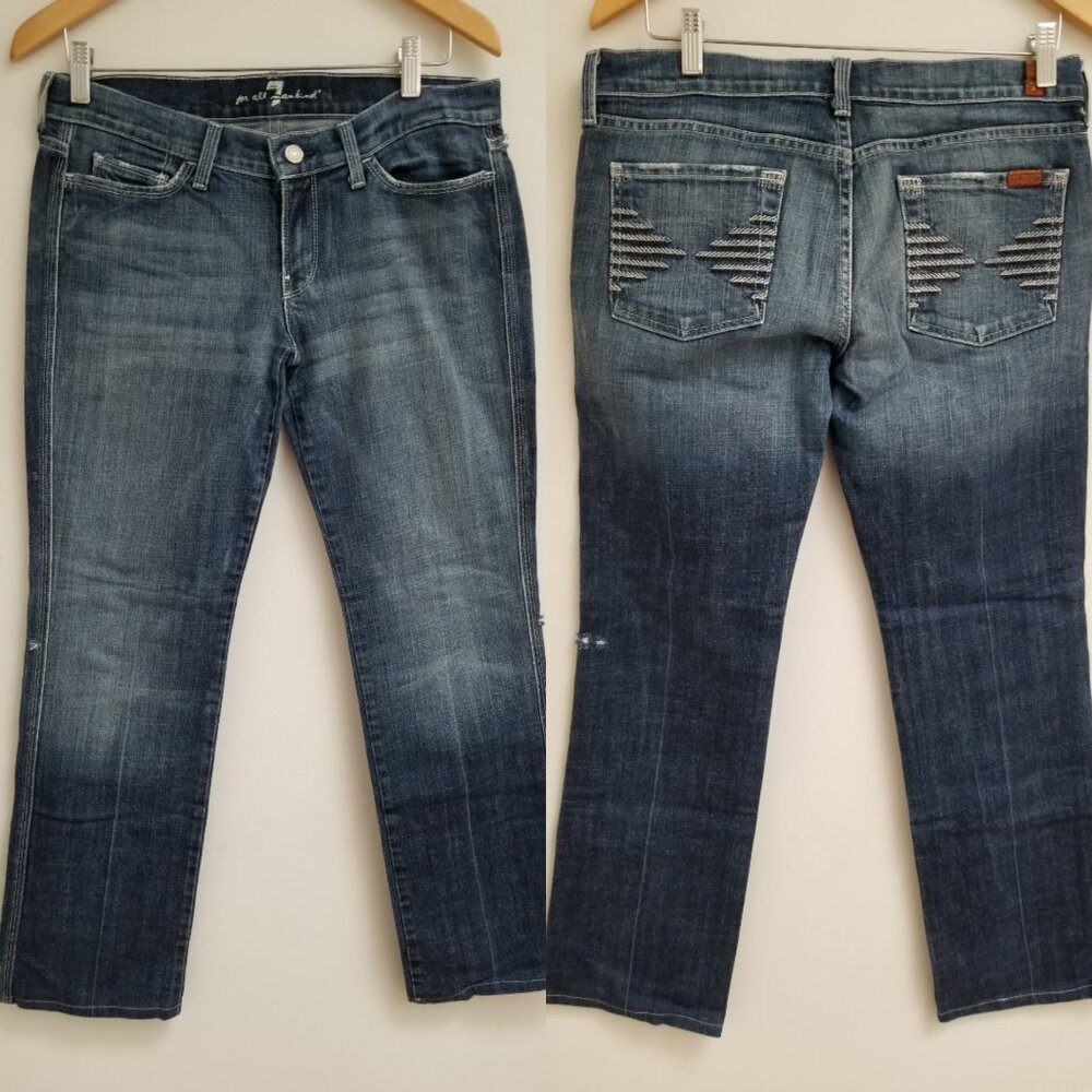 7 For All Mankind Colette Womens Distressed Medium Blue Jeans Size 30x29